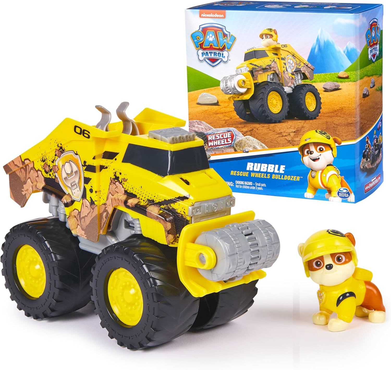 Paw Patrol Rubble’s Bulldozer Toy Truck with Vehicle Transformation and Collectible Action Figure J34095