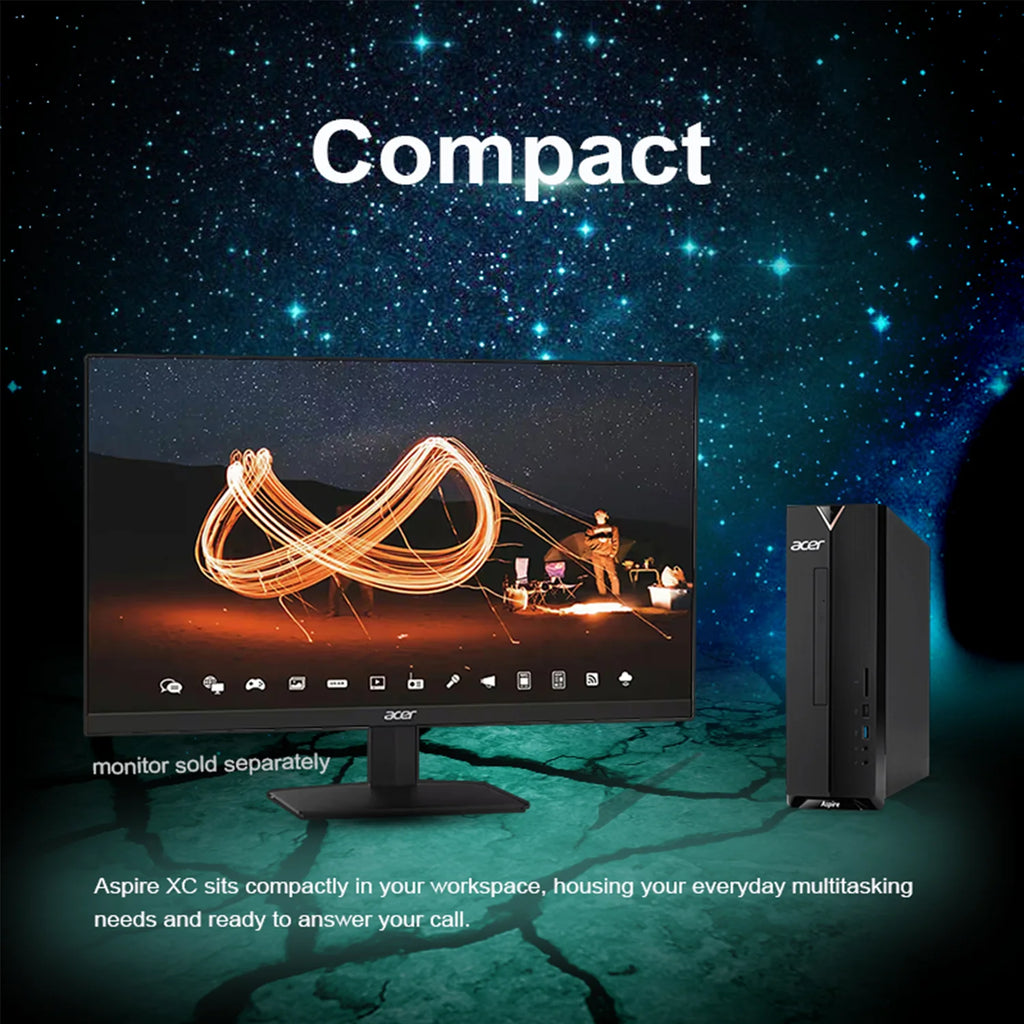 Black Desktop Computer with Intel Celeron N4505, 12GB RAM, 512GB PCIe SSD I7280