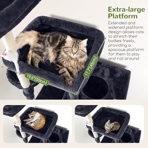 81-inch Tall Dark Grey Cat Tower with 3 Cat Condos and 8 Scratching Posts G483654