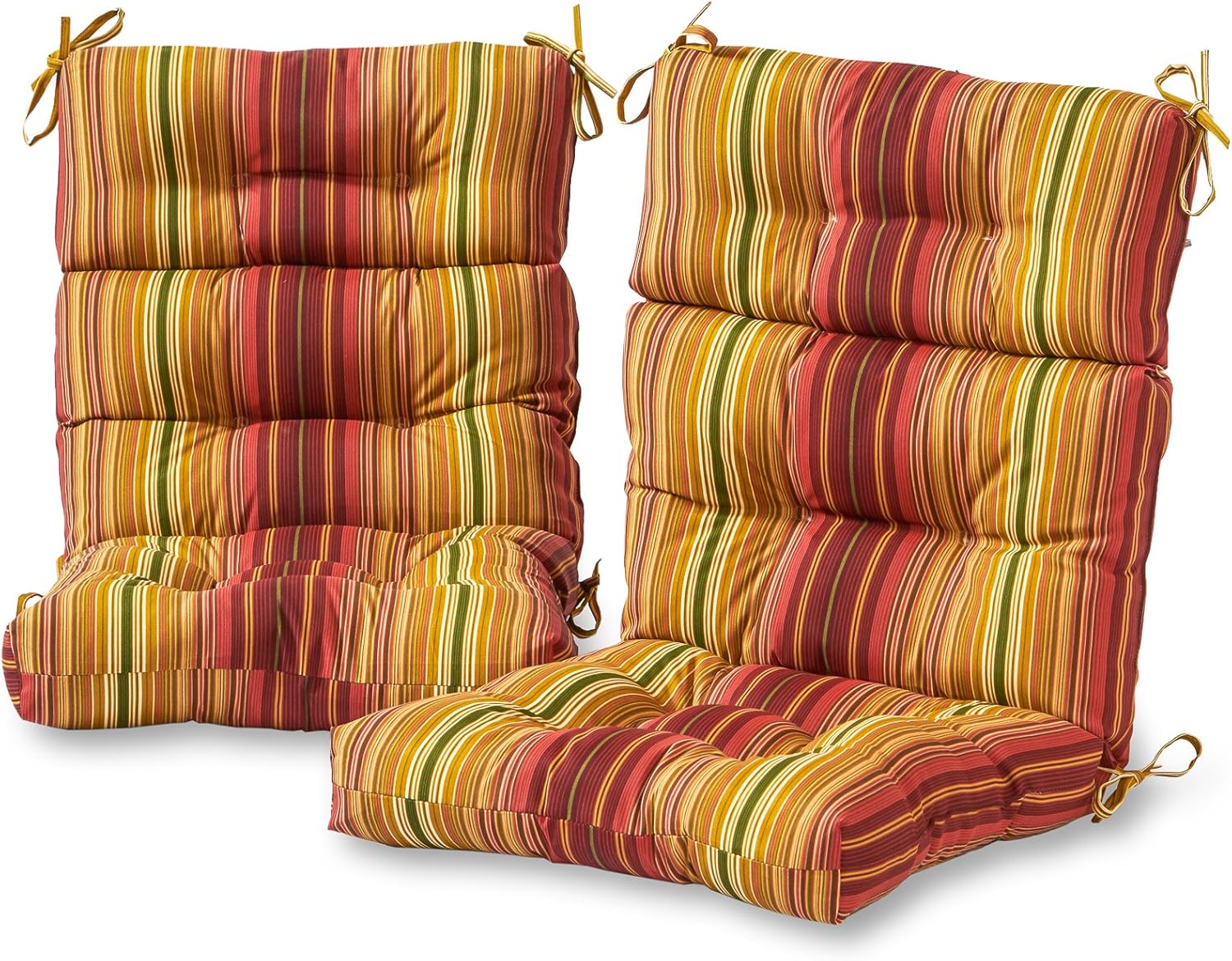 Outdoor 44 x 22-inch High Back Chair Cushion, Set of 2, Cinnamon Stripe A44092