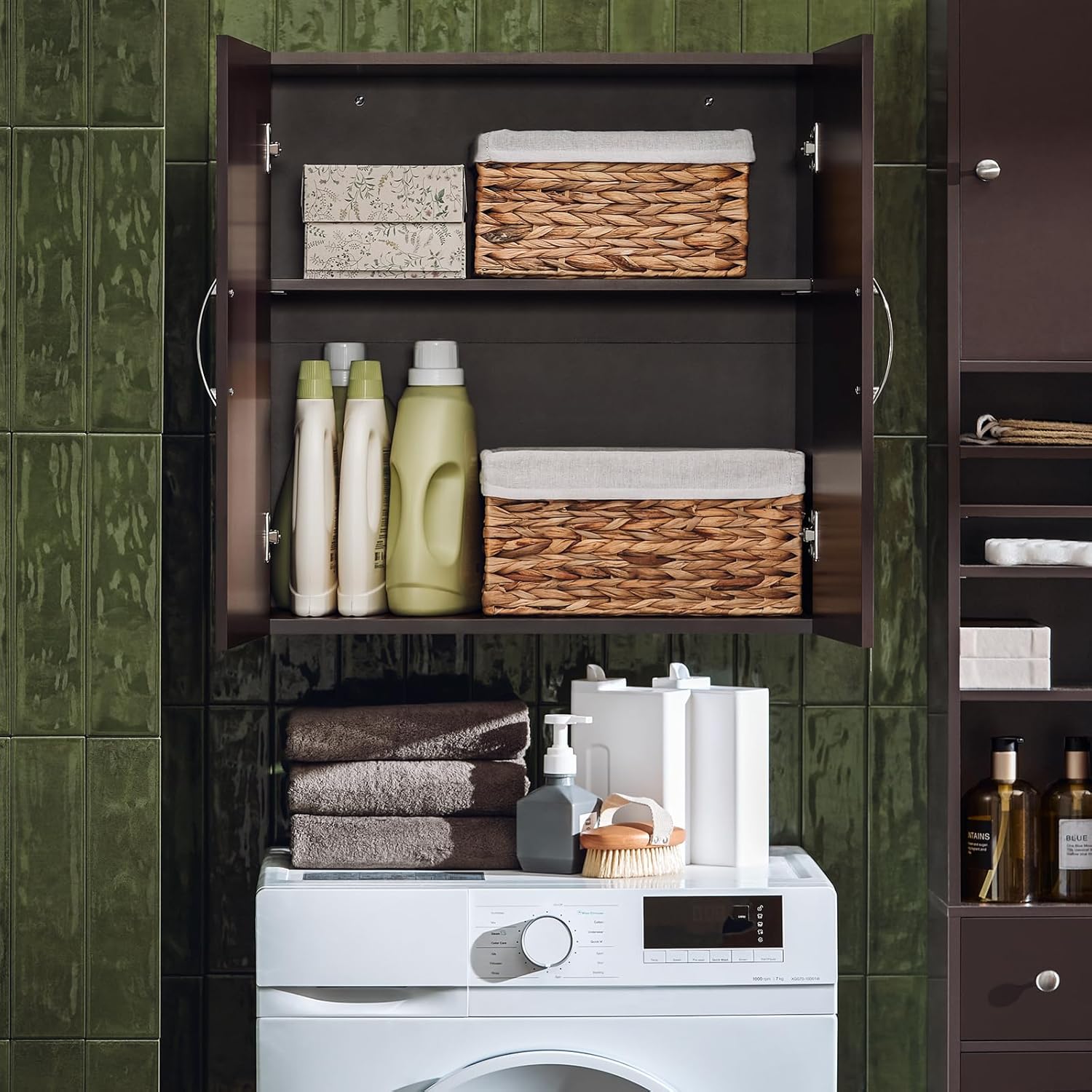 Laundry Hamper Cabinet with 2 Drawers and Wall Cabinet I733401