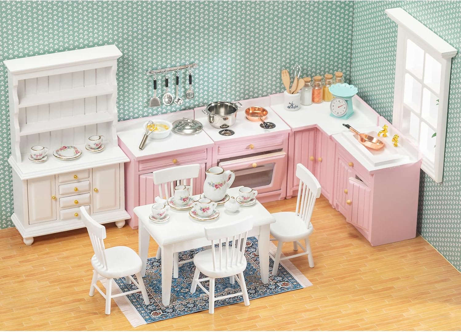 1:12 Dollhouse Kitchen Room Set 17 Pieces White U7114