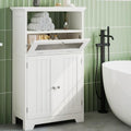 Navy Blue Bathroom Floor Storage Cabinet with Flip Glass Drawer P473302