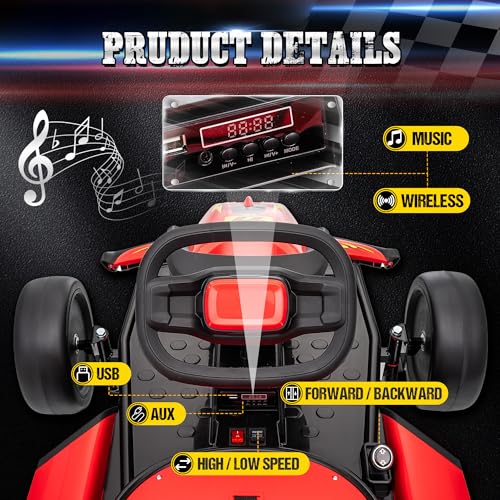 24V Electric Go Kart with 400W Motors, EVA Tires, Max Speed 8.1 MPH, Rose Red J782