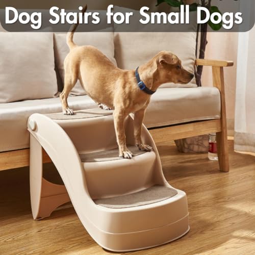 Beige Non-Slip Folding Pet Stairs D846