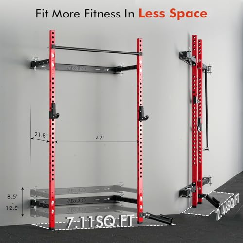 2" x 2" Folding Wall Mounted Squat Rack with Pull Up Bar Z840