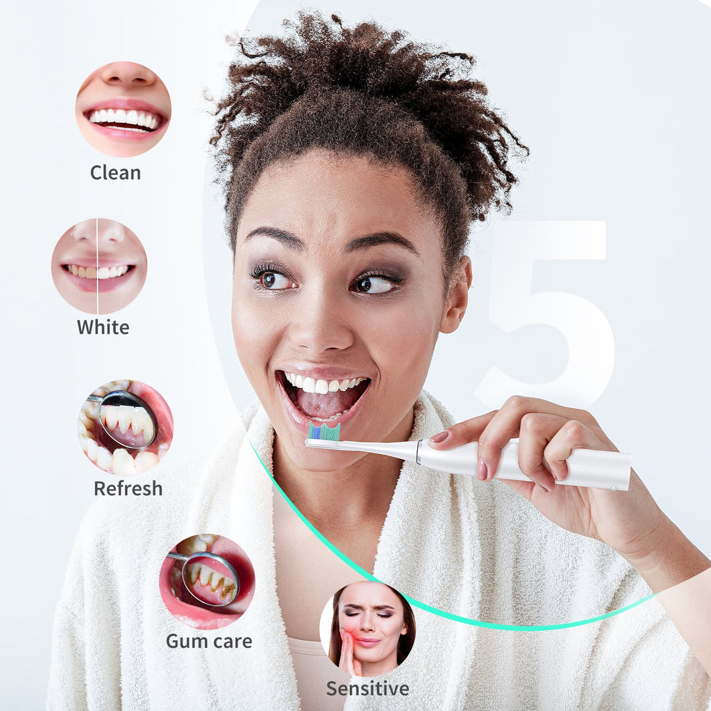 Rechargeable Electric Toothbrush with 8 Brush Heads, 5 Modes O729016