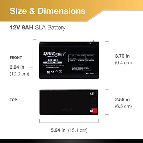 12v 9ah Sealed Lead Acid Battery with F2 Terminals 2 Pack P465