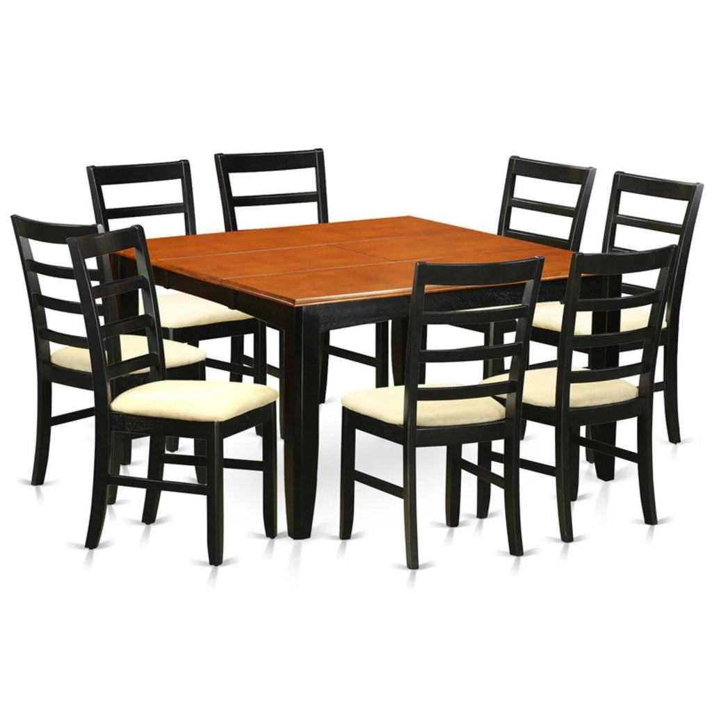9 Pc Square Dining Table with Leaf and 8 Dining Chairs R998