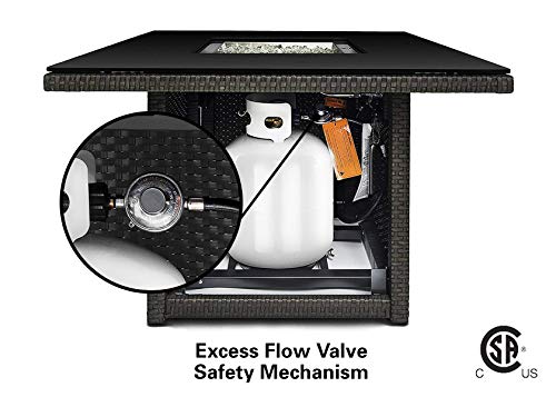 Slate Grey 36-Inch Outdoor Propane Gas Fire Pit Table with Tempered Glass Top J425