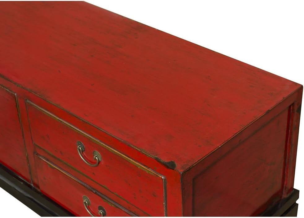 Distressed Red Media Cabinet A156958