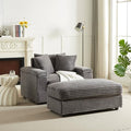 Grey Corduroy Oversize 3 Seater Sofa with 2 Ottomans B834