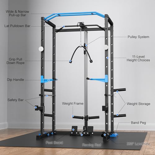 Power Cage Squat Rack with Cable Crossover System A752