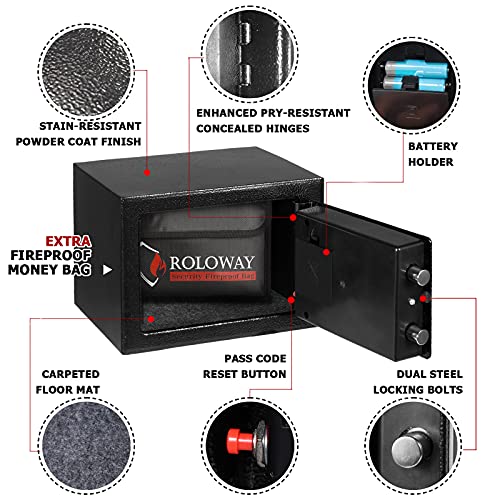 Black Steel Safe Box with Key Digital Keypad Lock T114838