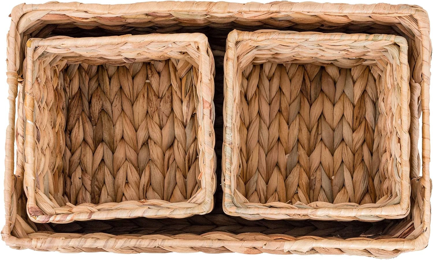 Woven Natural Water Hyacinth Organizational Basket Set of 3 W9327