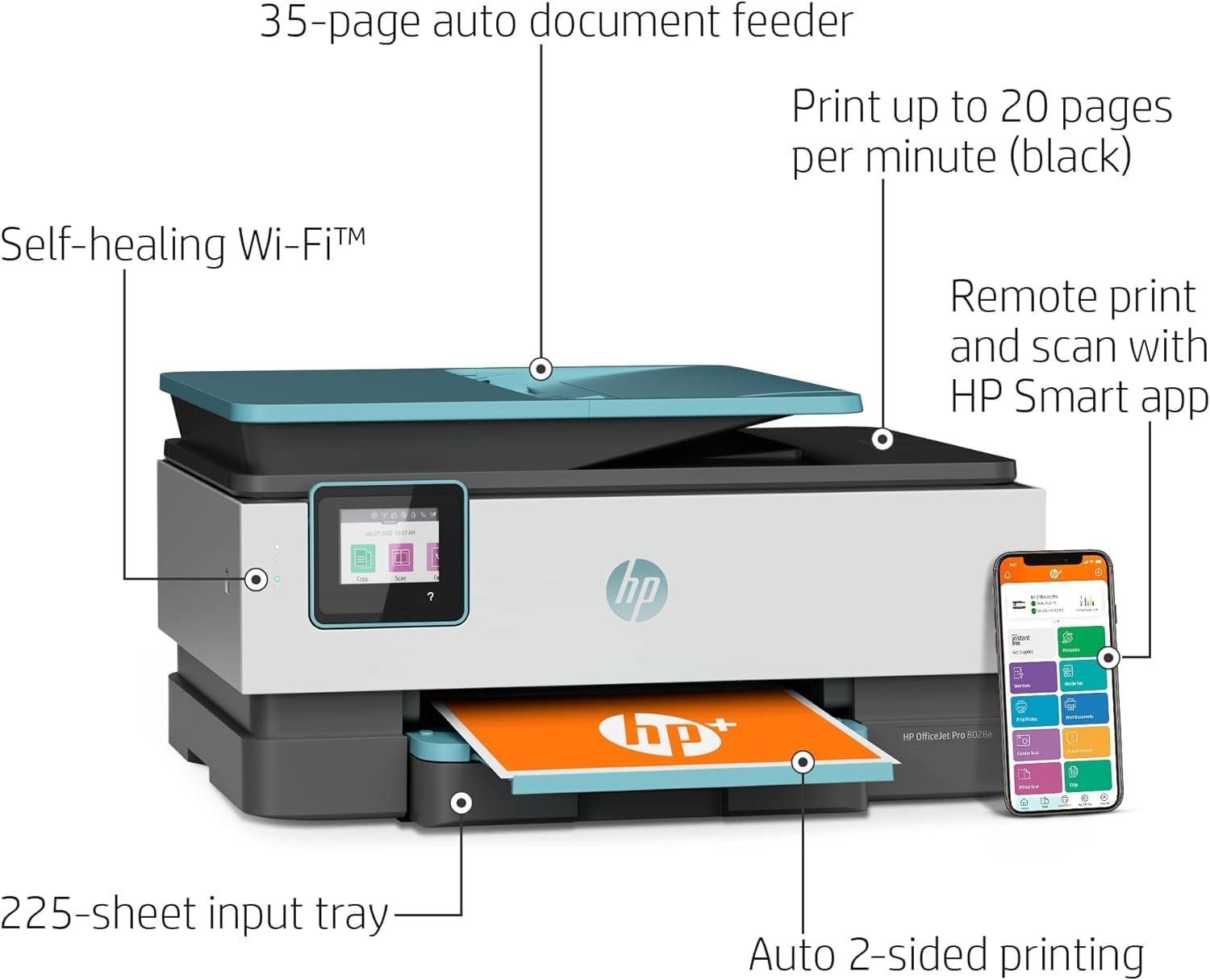 Wireless All in One Inkjet Printer Scanner Copier Fax with Touchscreen D23134