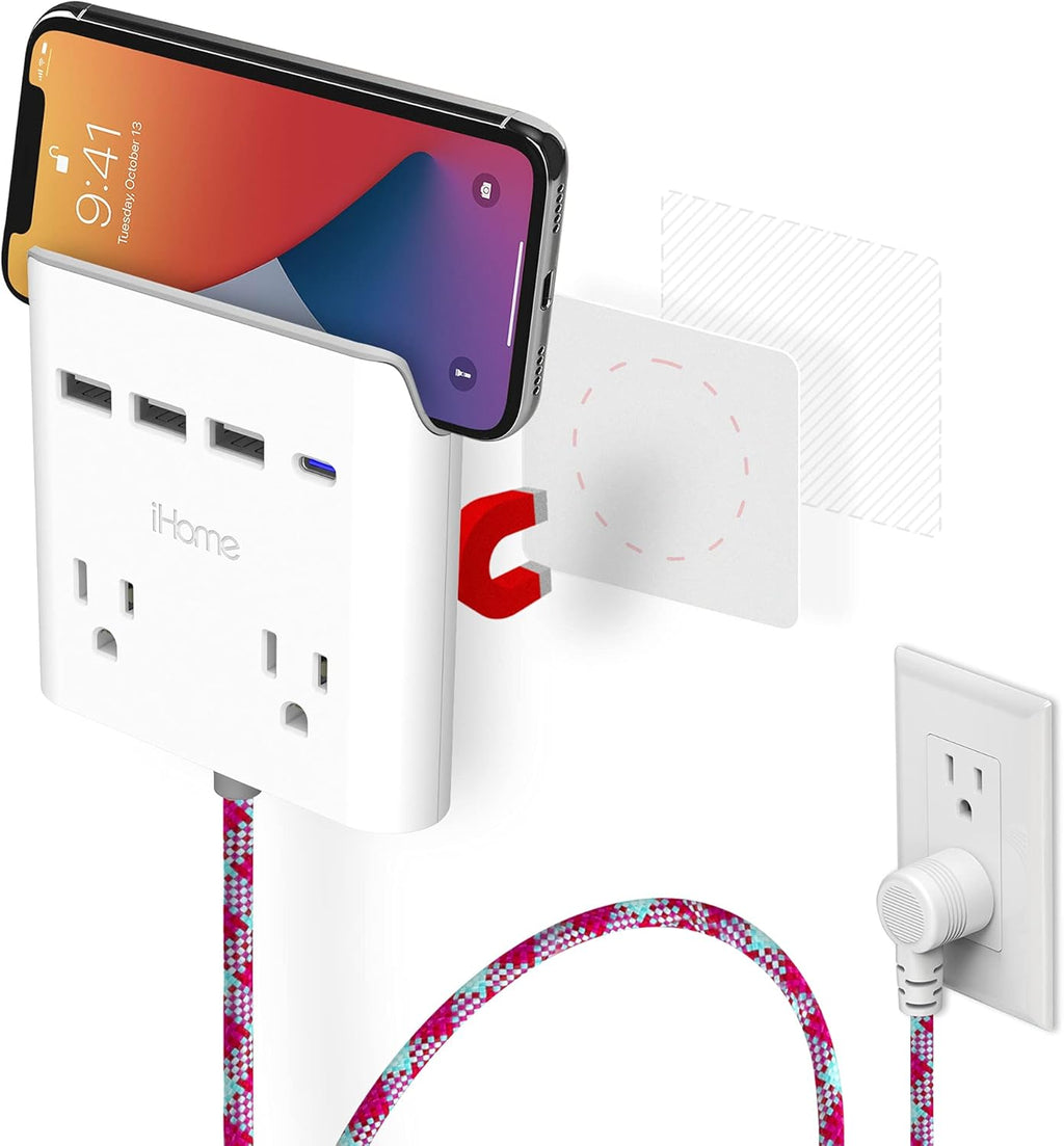 2 Outlet 4-Port USB Wall Charger with 6 Ft Extension Cord Pack of 2 U56109