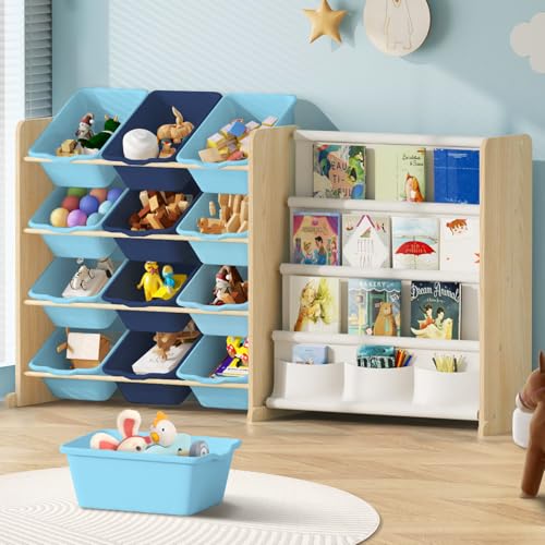 12 Bin 4 Shelf Toy Storage Organizer with Bookshelf P521