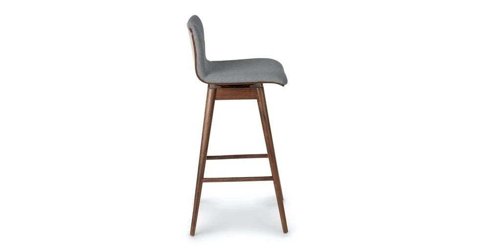 Gray Fabric Walnut Legs Swivel Bar Stool F69698