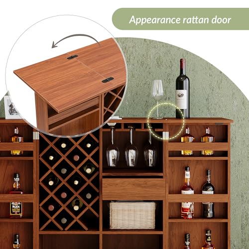 Natural Bar Wine Cabinet with Storage X443035