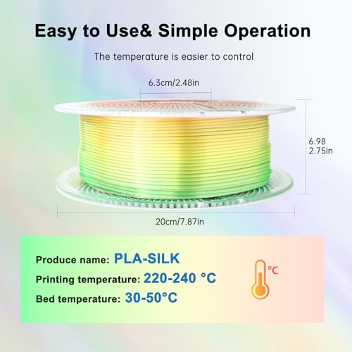 Silk PLA Filament 1.75mm Triple Colors 1kg Spool I820