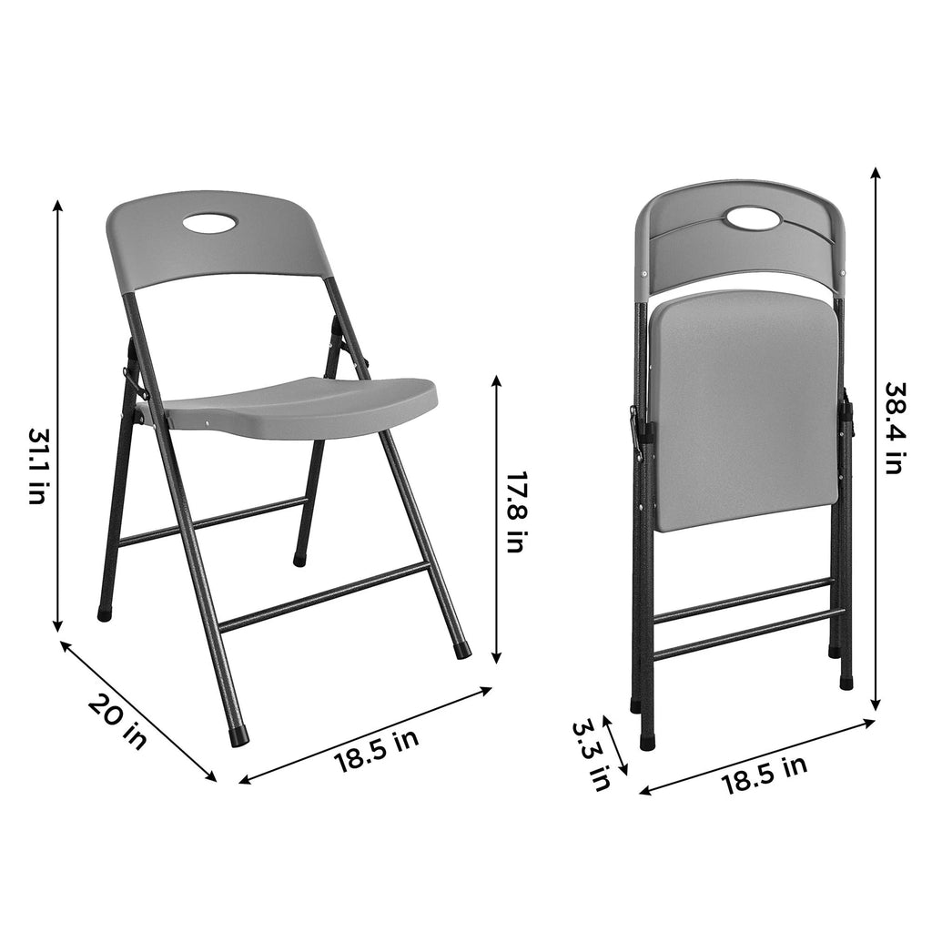 Gray 4-Pack Solid Resin Plastic Folding Chair Y2398