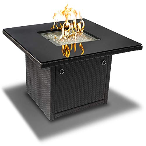 Slate Grey 36-Inch Outdoor Propane Gas Fire Pit Table with Tempered Glass Top J425