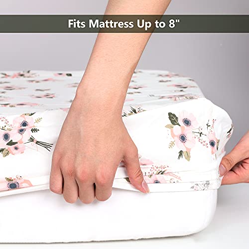 2 Pack Fitted Crib Sheet Set, 100% Solid Standard Natural Cotton, Standard 28”x 52”, White & Charcoal Gray K69761