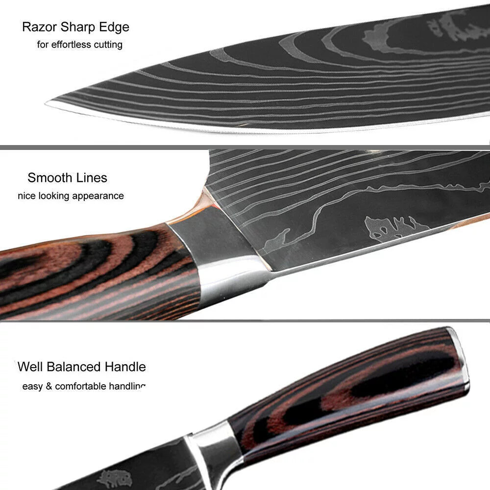8 Pieces 3.5-8 Inch 440A Stainless Steel Kitchen Chef Knife Set V627630