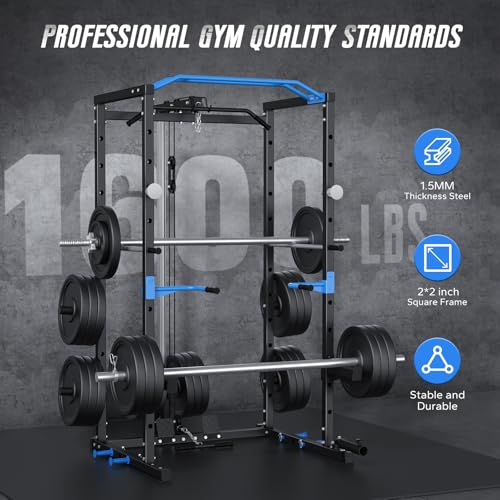 Power Cage Squat Rack with Cable Crossover System A752