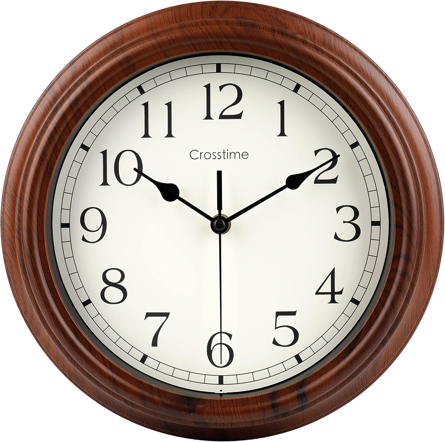 Brown 12 Inch Silent Non-Ticking Simulated Wood Wall Clock W12289