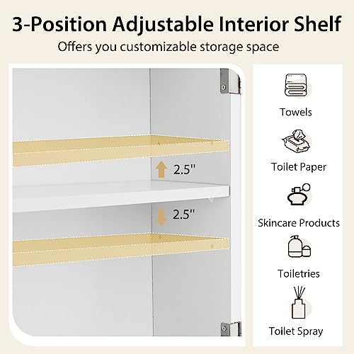 Gray Wooden Over The Toilet Storage Cabinet with Double Doors and Adjustable Shelf G427