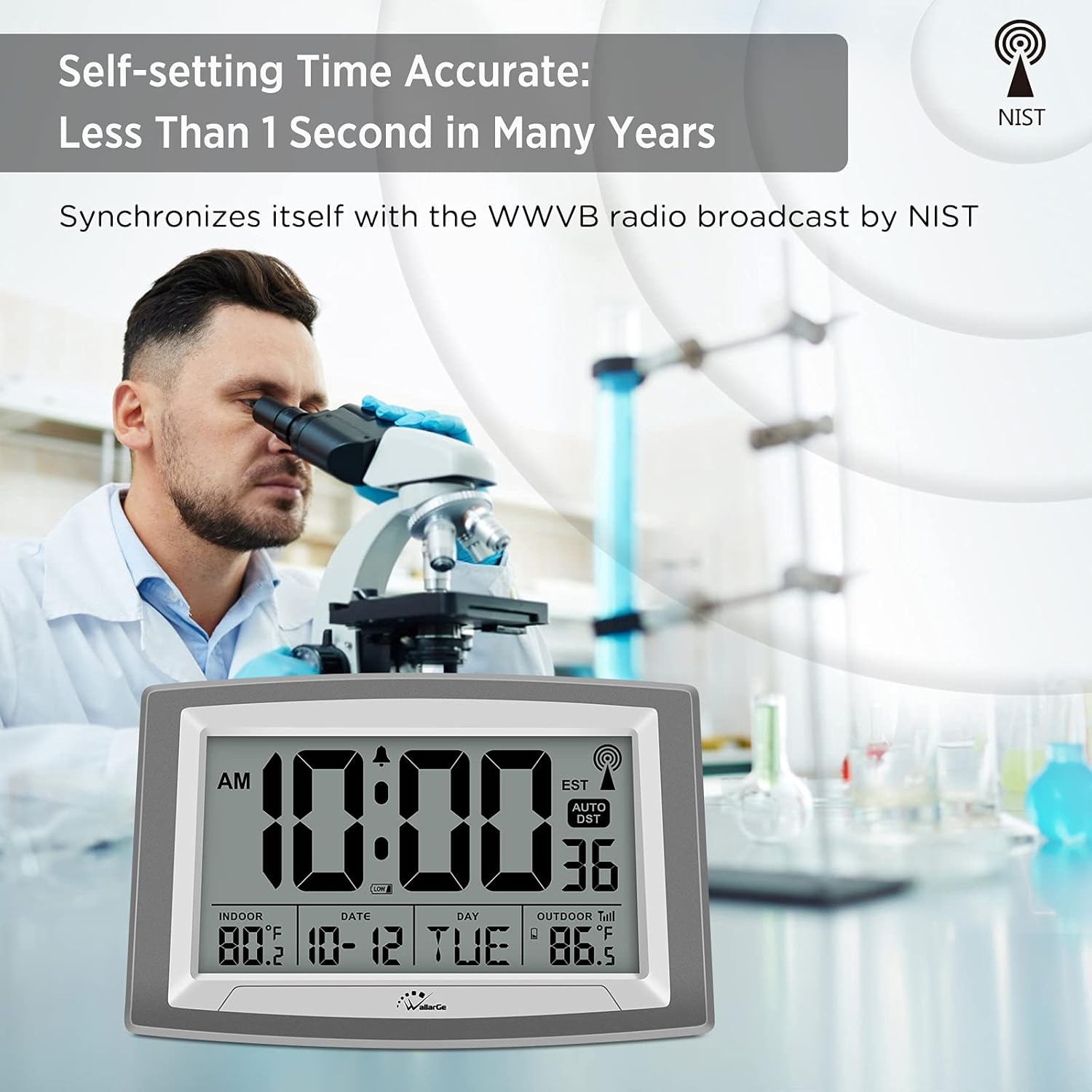 12.5 Inch Self-Setting Digital Clock with Indoor Temperature Q4902