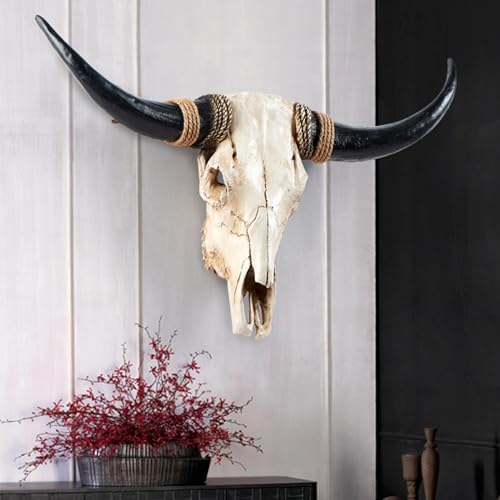 Black Longhorn Cow Skull Wall Decor, 31 x 24 x 7 inch Q687346