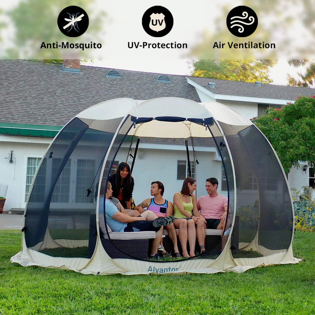 Beige 12'x12' Pop Up Screen House Tent C403936