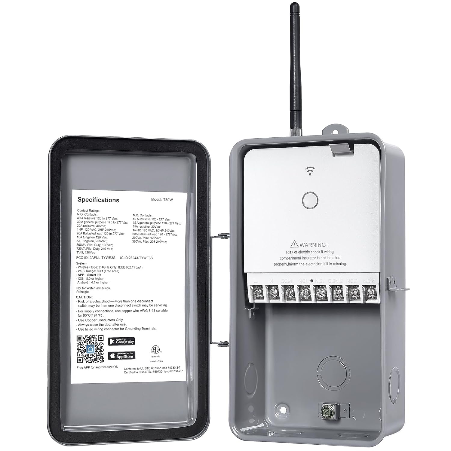 WiFi Smart Pool Timer, 40 AMP, Outdoor Heavy Duty Metal Casing J644138