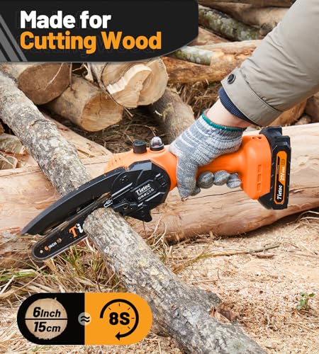 Mini Chainsaw 6 Inch Cordless 2Pcs 21V Batteries Portable Electric Chain Saw W1938