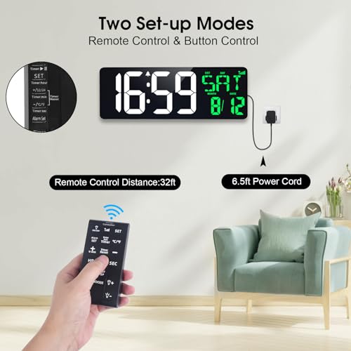17 Inch Digital Wall Clock with Remote N3953