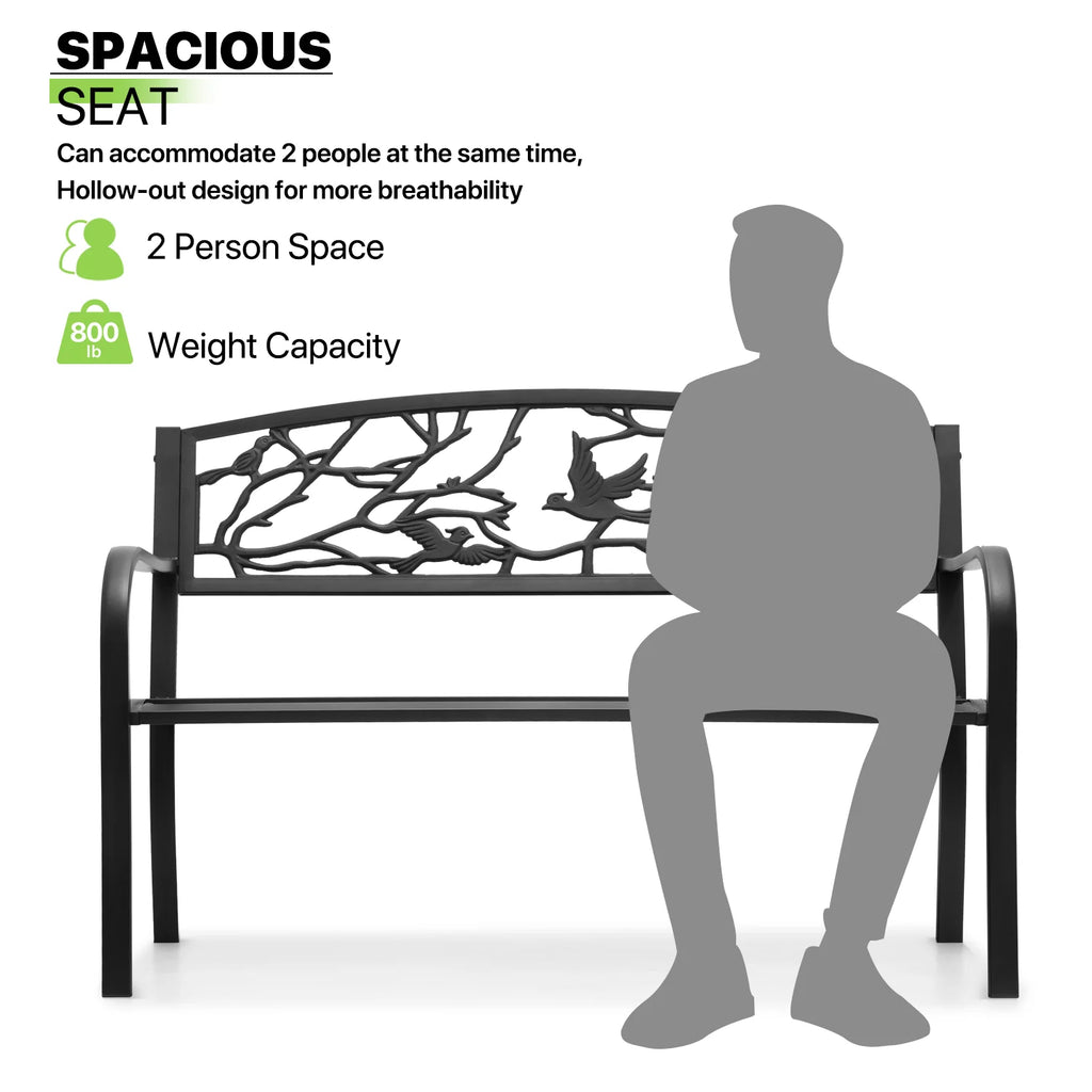 Black Cast Iron Patio Bench Q616