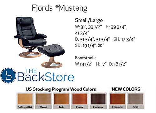 Large Ergonomic Recliner Chair with Ottoman in Stone Leather with Teak Wood Base X955
