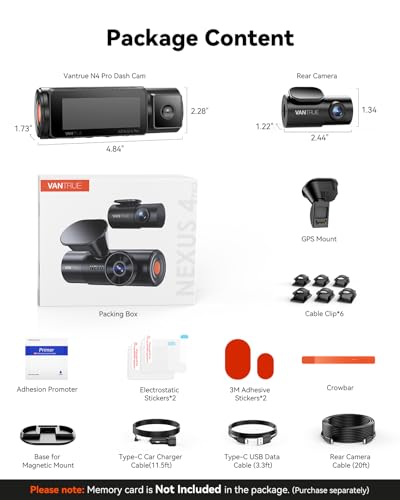4K 3 Channel Dash Cam with Night Vision E807