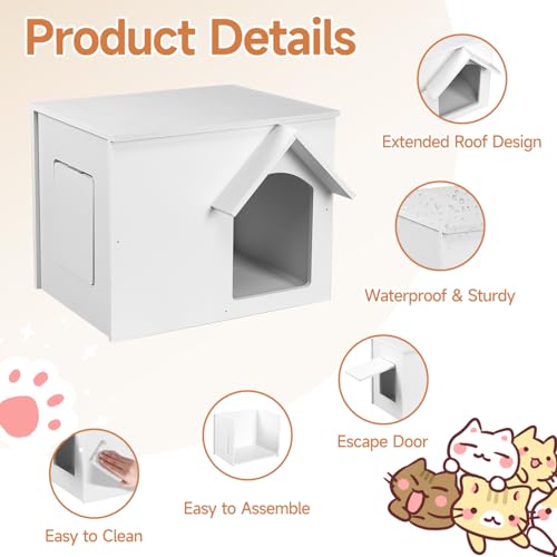 Waterproof Insulated Cat House with Escape Door W8679