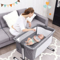 Grey Portable Baby Bassinet Crib with Carrying Bag K8913