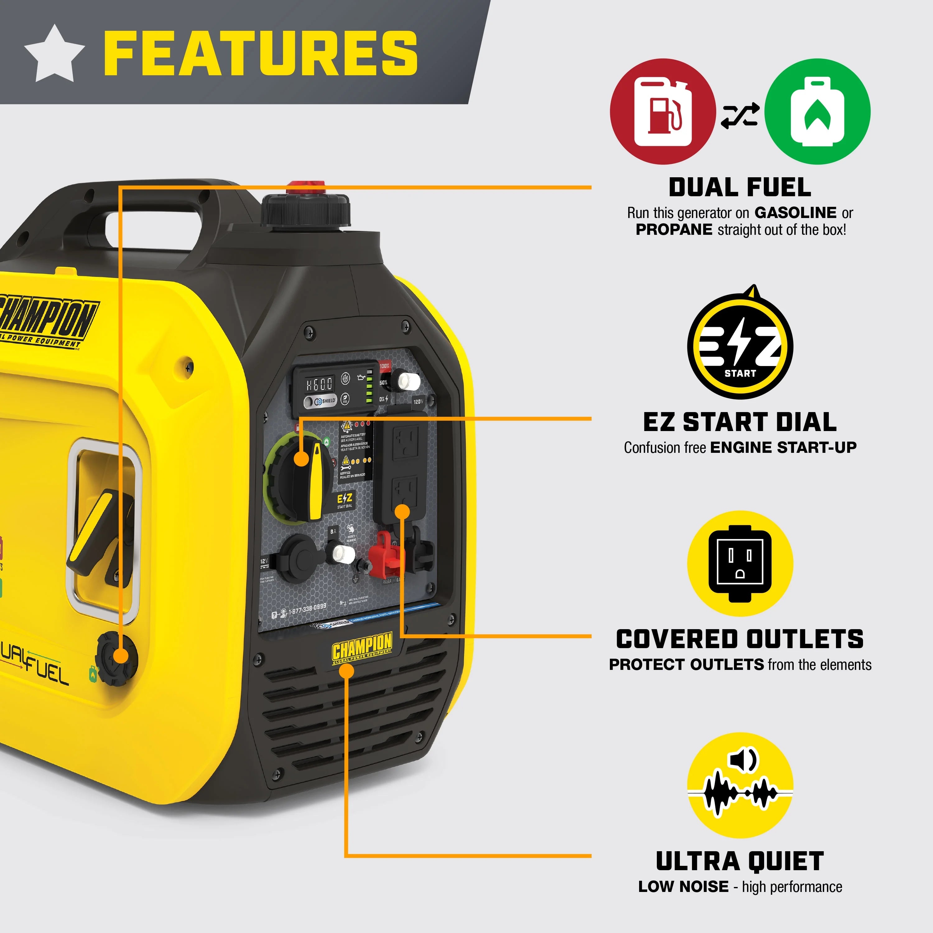 2500-Watt Dual Fuel Portable Inverter Generator S994
