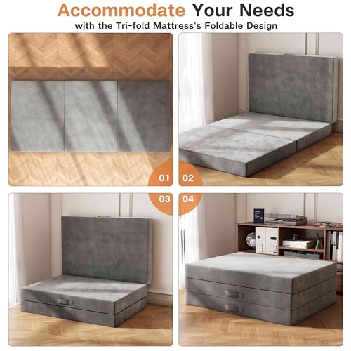 4 inch Single Folding Memory Foam Mattress with Washable Covers X76431