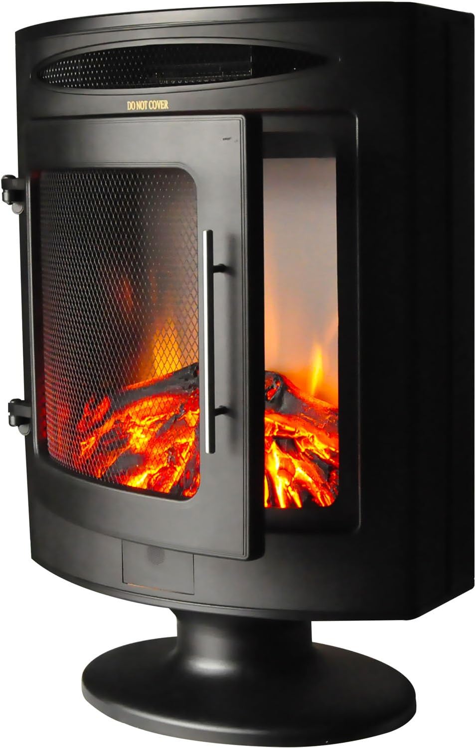 Black Steel Freestanding Electric Fireplace Q4934