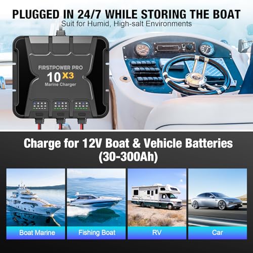 30A 12V Waterproof Onboard Battery Charger for SLA/AGM, Lithium, Calcium & Deep-Cycle Battery L644278