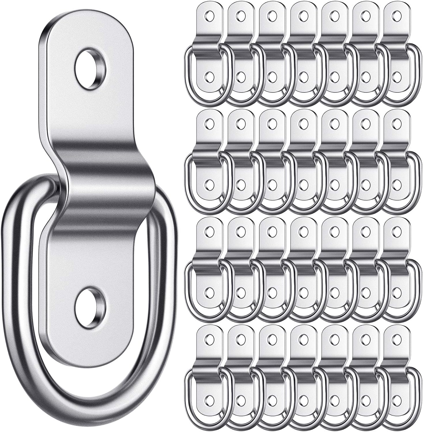 60 Pcs 1/4 Inch Heavy Duty Stainless Steel D Rings P210643