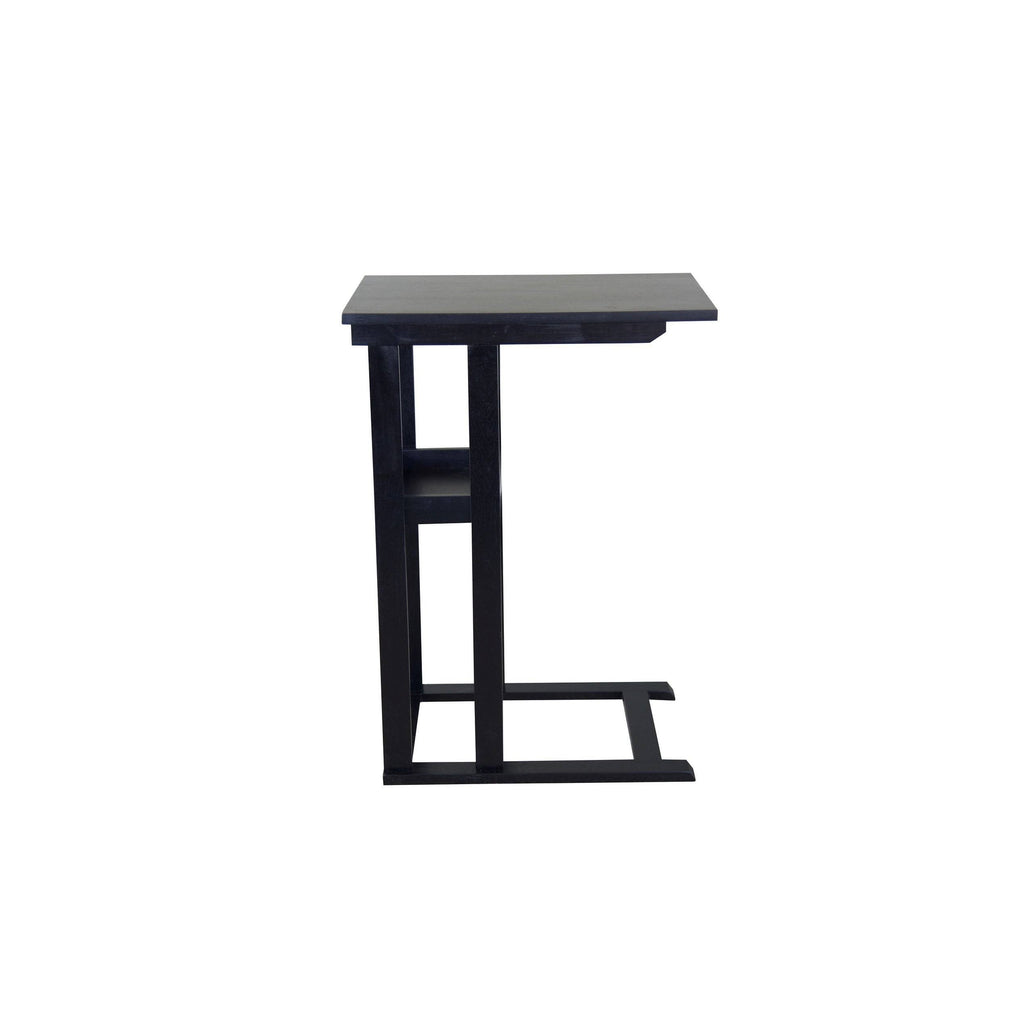 Solid Acacia Wood C Table with Storage Tray - Black Q665592