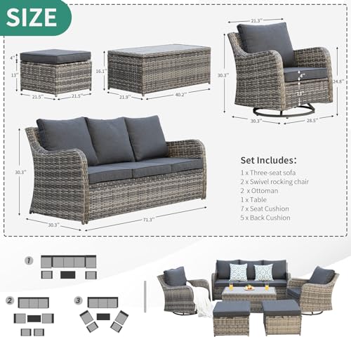 14 Piece Brown Rattan Patio Sectional Sofa Set with Coffee Table E132